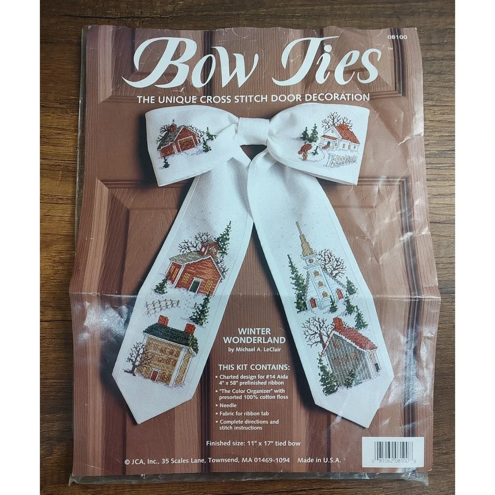 Vintage BOW TIES Cross Stitch Kit Christmas Door Decoration